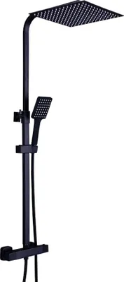 Produktbild von Badezimmer-Duschsystem, Regendusche 30x30cm, verstellbare Höhe 80-120cm, schwarz