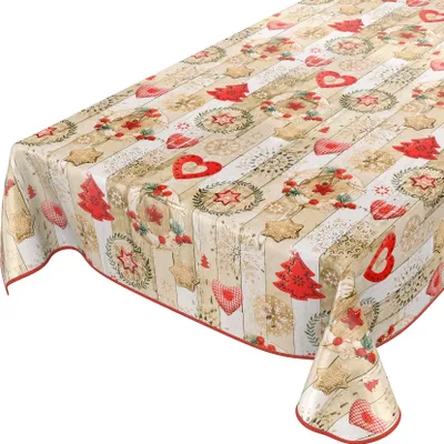 Produktbild von Tischdecke Wachstuch Weihnachten Rot Robust Wasserabweisend Breite 140 cm Länge 260 cm