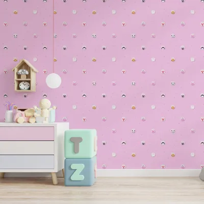 Produktbild von TADESSI Tapete Tiere Maria M1-No.761 Vliestapete Rosa Weiß Tapete mit Tieren Jungenzimmer Mädchenzimmer
