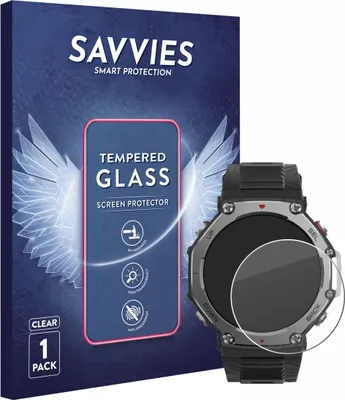 Produktbild von Savvies Schutzglas für Huami Amazfit T-Rex 3 Displayschutz 9H Glas klar transparent