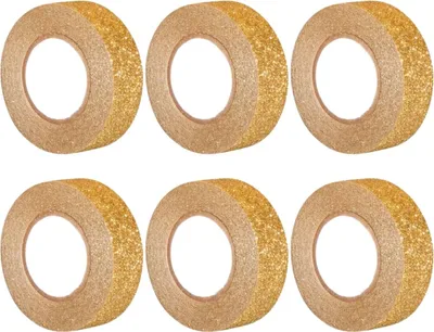 Produktbild von 6 Dekobander mit Glitzer 5 m x 1,5 cm - gold
