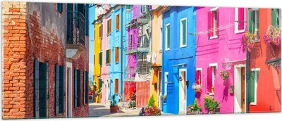 Produktbild von Bilder auf glas - Straße Haus Blumen - 140x50cm - Glasbilder - Wandbilder - Kunstdruck - zum Aufhängen bereit - Wanddekoration aus Glas - Glas Bilder - Wandbild auf Glas - Einteilig - GAB140x50-3825