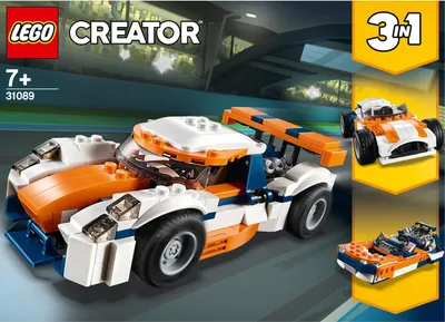 Zdjęcie produktu dla LEGO Creator 3in1 Sunset Track Racer Car Set, Zestaw do budowania, 7 lat(a), 221 szt., 390 g