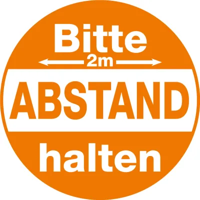 Produktbild von Fußboden-Aufkleber - Rund - "2.0 M - Abstand" (30x30cm) - ORANGE
