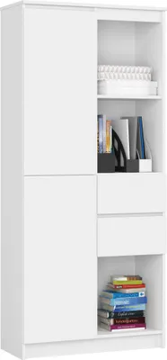 Produktbild von Büroregal AKORD R15 mit verschließbaren Weiß 80 cm B80 x H180 x T35 cm
