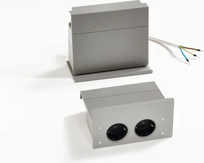 Immagine prodotto di Linero MosaiQ eBoxx Set 2 prese di corrente pieghevoli (DE) per ringhiera cucina grigio titanio