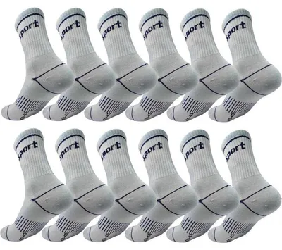 Produktbild von 12 Paar Sportsocken Herren Damen – mit Streifen, atmungsaktiv & bequem Light Blue 40-43