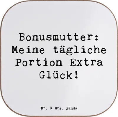 Produktbild von Mr. & Mrs. Panda Personalisierter Untersetzer Bonusmutter Glück - Weiß - Geschenk, Bierdeckel, Glasuntersetzer bedruckt, Dankeschön, Geschenke, Elternteil, Geburtstage