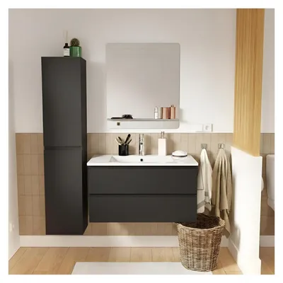 Image de Ensemble meuble vasque SORRENTO 80cm avec robinet, miroir et colonne