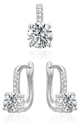 Image de Élégante parure de bijoux avec zircon AGSET359 (pendentif, boucles d'oreilles)