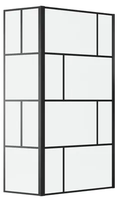 Obrázok produktu pre Sprchová zástena MARWELL v modernom dizajne 90 + 40 x 195 cm - sklenená zástena s matným ?iernym profilom steny - s tvrdeným bezpe?nostným sklom