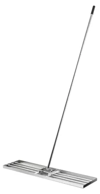 Produktbild von Wiltec Edelstahl Rasenrakel mit Stiel Größe L, Flächenebner 35 x 75 x 2,8 cm Unebenheiten im Rasen ausgleichen, Leveler Gartengerät zum Rasen sanden