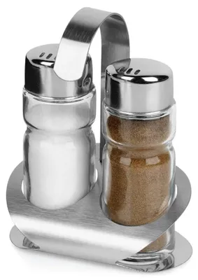 Image de Ensemble de pots à sel et à poivre - 3 pièces avec support - Accessoires de cuisine