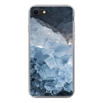 Produktbild von MuchoWow® Handyhülle Schutzhülle Hülle für iPhone SE 2020 Naturstein - Kristall - Blau Silikon Softcase Handy Hülle - Kartenbesitzer