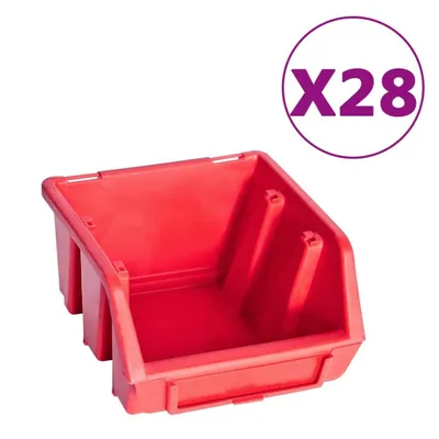 Immagine prodotto di parete attrezzi vidaXL da 141 pezzi con cassetti a giorno rosso e nero