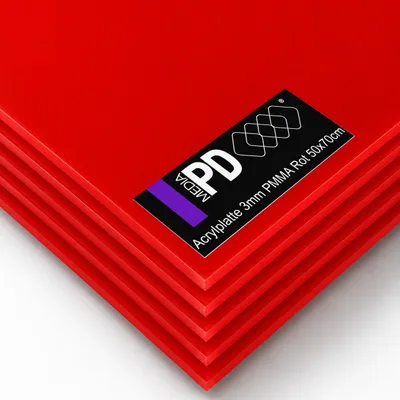 Produktbild von Acrylglasplatte Rot 50x70 cm 3mm PMMA Acrylglas GS 5 Stück Set gegossen Bastelplatte Kunststoffplatte Laser Großformat