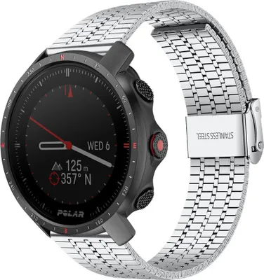 Produktbild von Strap-it Stahlarmband - Kompatibel mit Polar Grit X ProArmband Ersatzarmband Edelstahl Armband mit Magnetverschluss Sportuhr zubehör für smartwatch 22mm Armband Silber