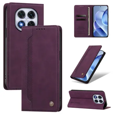 Image de Étui en cuirPolyuréthanepour Xiaomi Poco X7/Redmi Note 14 Pro 5G/14 Pro+ 5G, type portefeuille rabattable avec compartiments pour cartes et support intégré, couleur violet