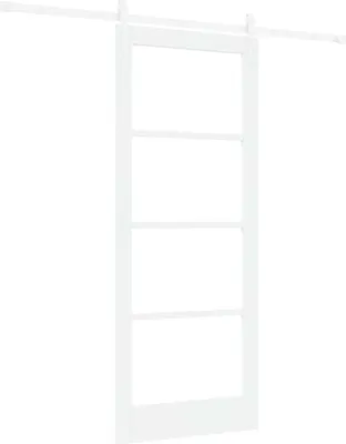 Image de Porte coulissante vidaXL ORKDAL blanche 83 x 202 cm en pin massif et verre