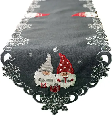 Produktbild von Tischwäsche mit Stickerei Wichtel 40 x 140 cm dunkelgrau