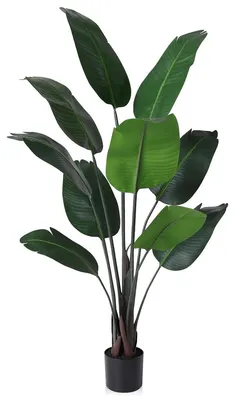 Image de Plante artificielle - Palmier artificiel - 150 cm - En pot - 10 grandes feuilles