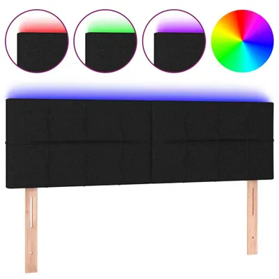 Produktbild von vidaXL LED Kopfteil Schwarz 144x5x78/88 cm Stoff