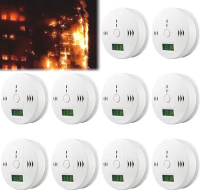 Produktbild von Jopassy 10x CO Medler Rauchmelder Feueralarm Pause und Testtaste Batterieanzeige Weiß