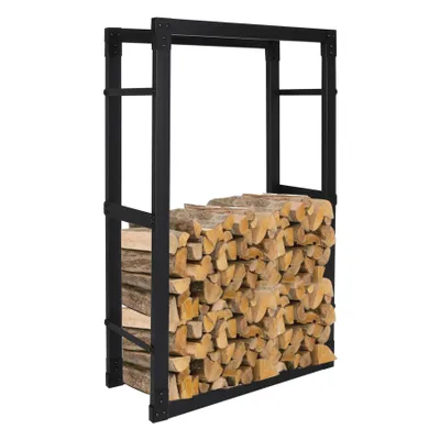 Produktbild von Bettizia Kaminholzregal Holzkorb Ausziehbar Brennholzständer schwarzes Metall L40/53/65cm H100/125/150cm