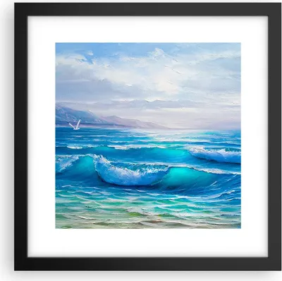 Produktbild von Gerahmtes Poster - Schwarzer Rahmen - Meer Welle Möwe - 30x30 cm - Wand Bild - Wanddeko - Wandbilder - Kunstposter - Wandposter - Bilderrahmen - Bilder - Kunstdruck - Wandbild - P2BAC30x30-4033