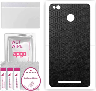 Produktbild von apgo Rückseite Schutzfolie, Skin, kompatibel mit Xiaomi Redmi 3 Pro, Hinten Displayschutzfolie aus Vinylfolie, kratzfest, einfache Montage - Schwarze Honigwabe