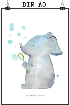 Produktbild von Mr. & Mrs. Panda Bild Elefant Seifenblasen DIN A0 - Weiß - Geschenk, Liebesspruch, Wanddekoration, Elefanten, Liebesbeweis, Lustige Sprüche, Plakat, Liebe, drucke