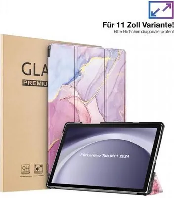 Produktbild von Schutzhülle + 2x 9H Display Glas für Lenovo Tab M11 11.0 Zoll Cover Case Schutz Tablet Farbe: Glitzernder Marmor