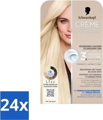 Obrázok produktu pre Schwarzkopf - Farba na vlasy - Creme Supreme L1++ - Extreme Lightener Plus - 245g - Hodnotné balenie - 24 kusov