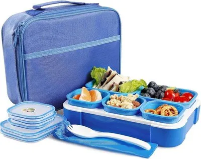 Produktbild von Famanu Lunchbox mit Deckel - 1000 ml - 5 Fächer - wiederverwendbare Bento Box