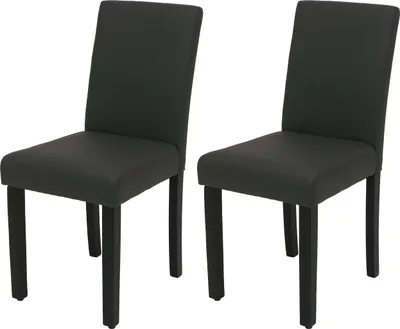 Obrázok produktu pre sada 2 stoličiek do jedálne HWC-O65d, kuchynská stolička čalúnená stolička kreslo, Imitácia kože ~ tmavosivá