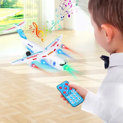 Image de Jouet avion avec télécommande infrarouge Jouet avion hélicoptère avec lumières LED et musique, cadeau pour enfants de 3,4,5,6 ans et plus(Blanc)