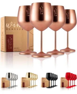 Weinglas-Set 4er, Edelstahl, 532 ml, roségold, unzerbrechlich