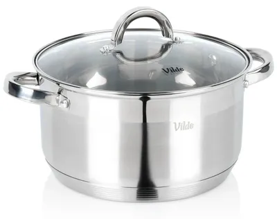 Image de Casserole en acier inoxydable avec couvercle en verre, 24 cm, 5,8 L