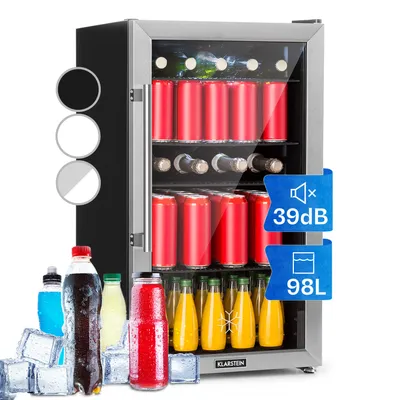 Image de Klarstein Mini Frigo de Chambre et Bureau pour Boisson, Petit Frigo Silencieux, Refrigerateur Mini Bar 98L, Petit Réfrigérateur Camping, Étagères Réglables pour le Vin, Cannette, Beer Fridge