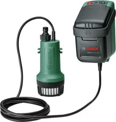 Produktbild von Bosch GardenPump18V-2000 (1x2,5Ah) 2000 l/h BOSCH Farba výrobku: čierna, zelená, Typ napájania: batéria, Vhodné použitie: záhrada, Vhodné pre vnútorné použitie: nie, Prietok: 2000 l/h, Vhodné pre vonkajšie použitie: áno