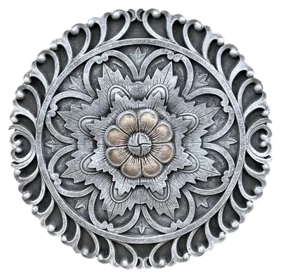 Produktbild von Rundes Wandrelief Mandala Seerose aus frostfestem Steinguss, Durchmesser 33 cm