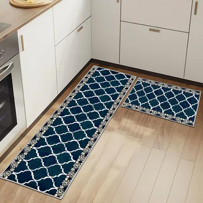 Immagine prodotto di Tappetino da cucina - Set di 2 - 40 x 120 cm - Microfibra - Antiscivolo - Lavabile in lavatrice