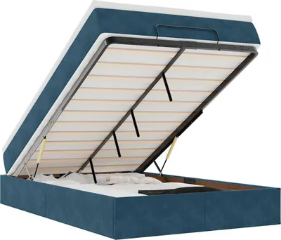 Image de vidaXL Lit ottoman avec matelas bleu foncé 120x190 cm velours