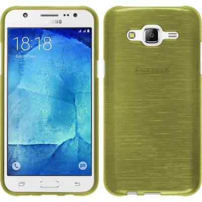 Produktbild von PhoneNatic Case kompatibel mit Samsung Galaxy J7 (2015 / J700) - pastellgrün Silikon Hülle brushed + 2 Schutzfolien