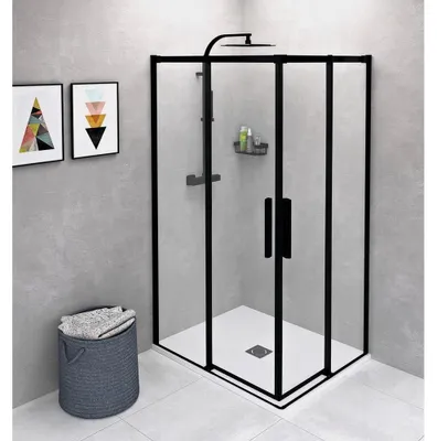 Productafbeelding van Polysan ALTIS BLACK, rechthoekige douchecabine, 1000x800 mm, links/rechts variant, hoekinstap