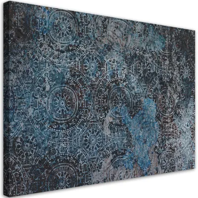 Produktbild von Leinwandbild Orientalisches Vintage-Mandala 100x70 Feeby Blau bild für die wand bereit zum aufhängen