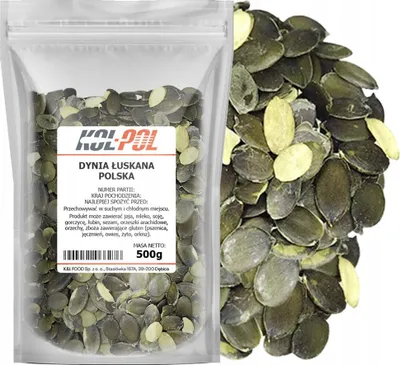 Zdjęcie produktu dla PESTKI DYNI POLSKIE 500g Łuskane naturalne świeże wysoka jakość Kol-Pol