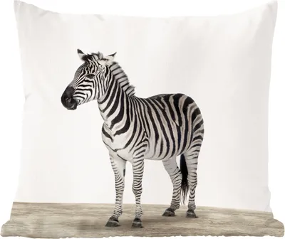 Produktbild von MuchoWow® Zierkissen Sofakissen Wohnzimmer Dekokissen 60x60 cm Tiere - Zebra - Schwarz - Weiß - Sitzfläche - Foto Polster