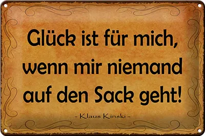 Produktbild von Blechschild Spruch 30x20cm Glück wenn niemand auf den Sack