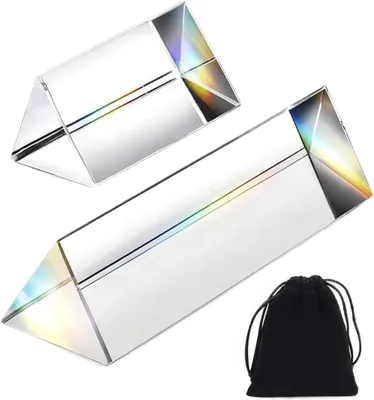 Imagen del producto de Prismas: Dos prismas triangulares de vidrio óptico, uno de 8 cm y otro de 4 cm